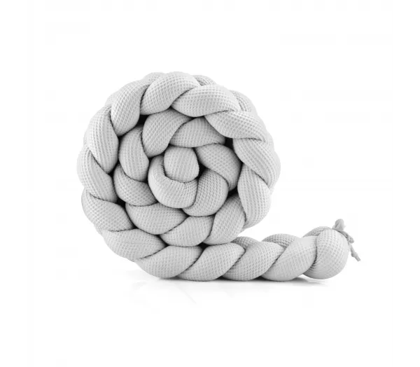 Warkocz, ochraniacz do łóżeczka 210 cm jasny szary