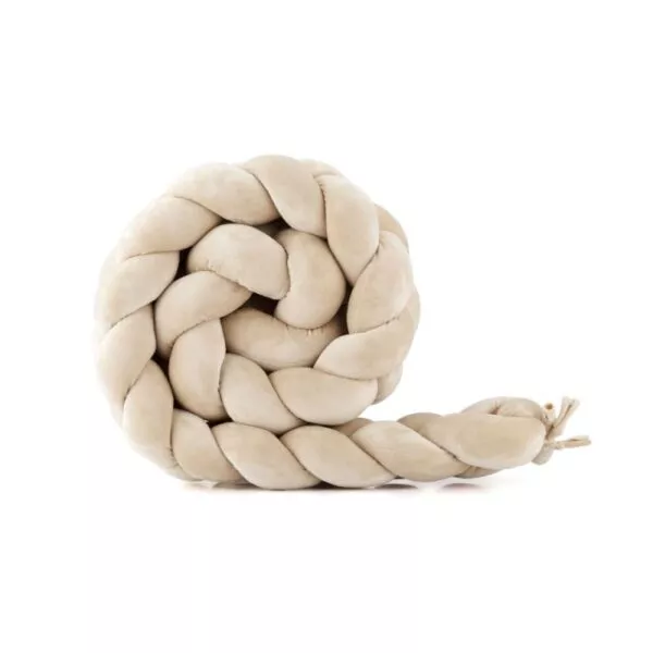 Welurowy Warkocz Do Łóżeczka 210 cm Beż