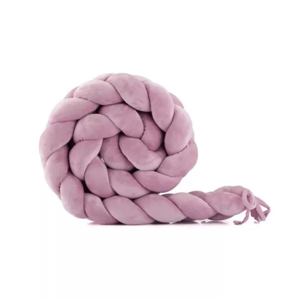 Welurowy Warkocz Do Łóżeczka 210 cm Brudny Róż