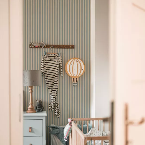 SIMPLE Vintage Stripes Beige Blue Tapeta