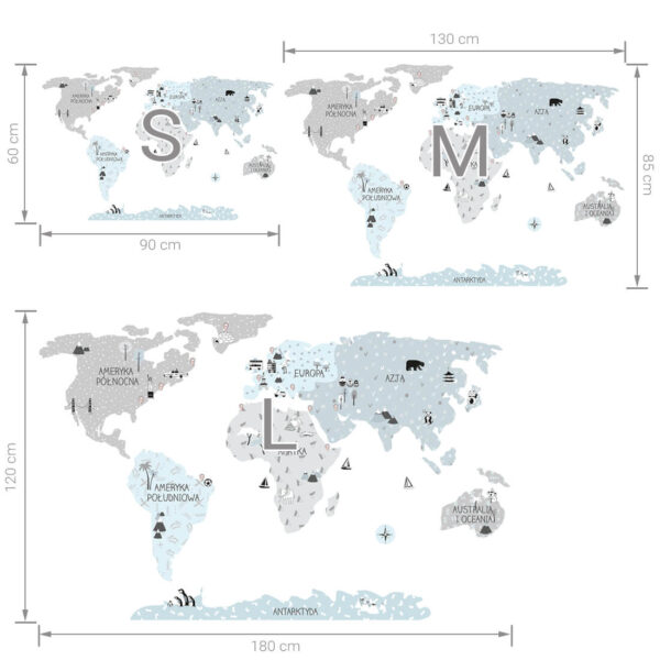 Mapa świata eco L – Naklejki na ścianę