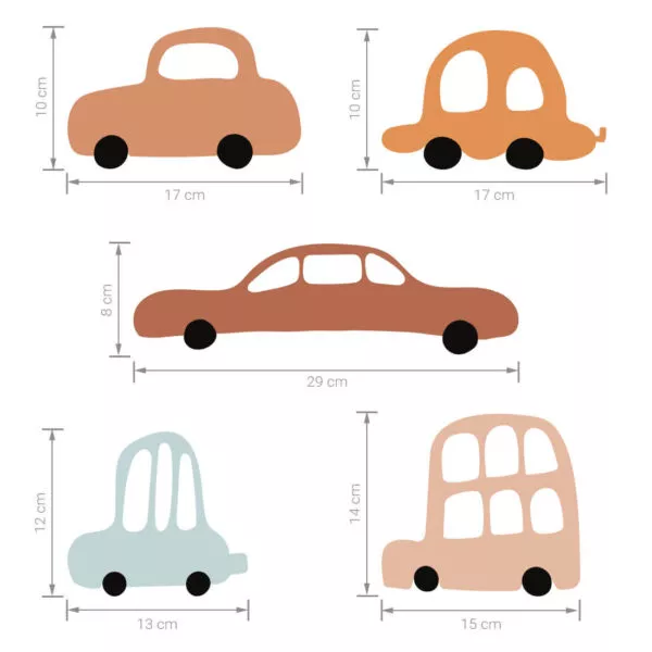 Autka boho II – Naklejki na ścianę