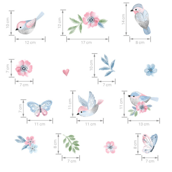 Ptaszki różowe - Naklejki na ścianę