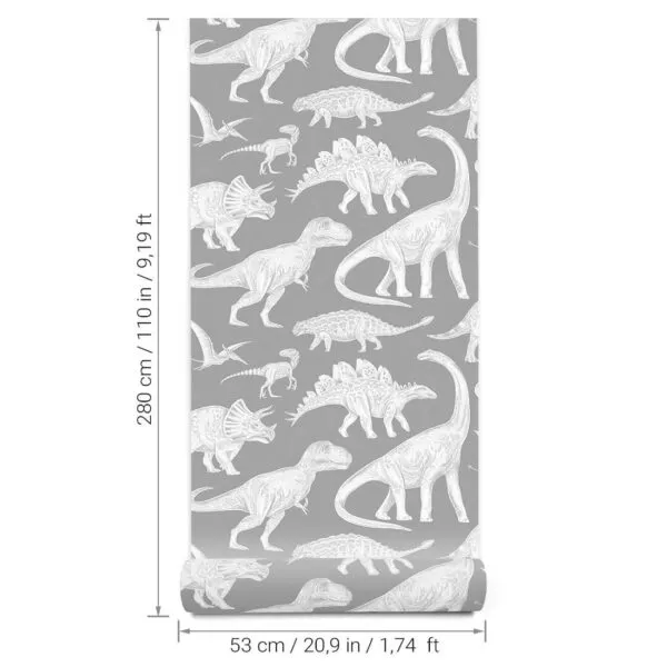 Tapeta Dinozaury – szara