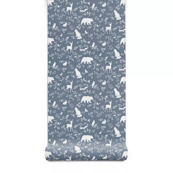 Tapeta Leśne zwierzęta – niebieska