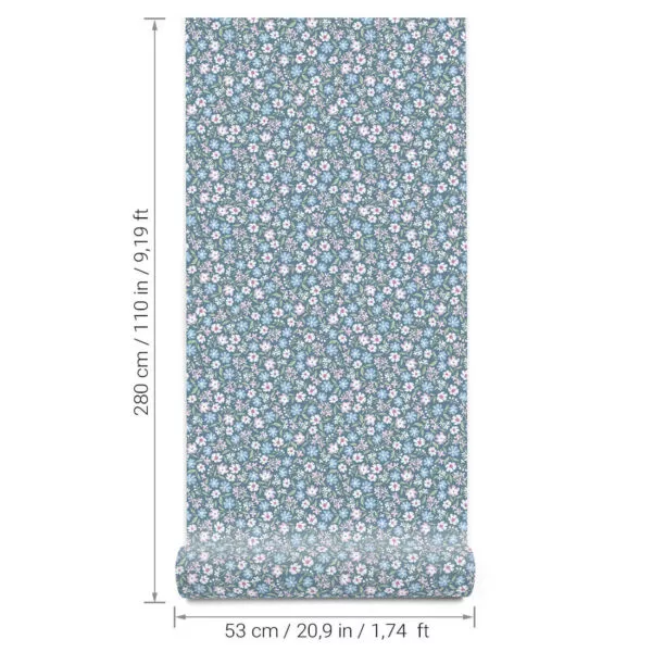 Tapeta Mini Stokrotki – niebieska