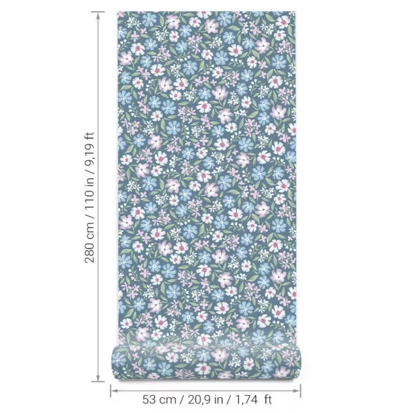 Tapeta Stokrotki – niebieska