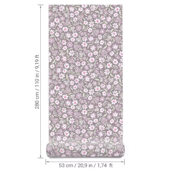 Tapeta Stokrotki – śliwkowa