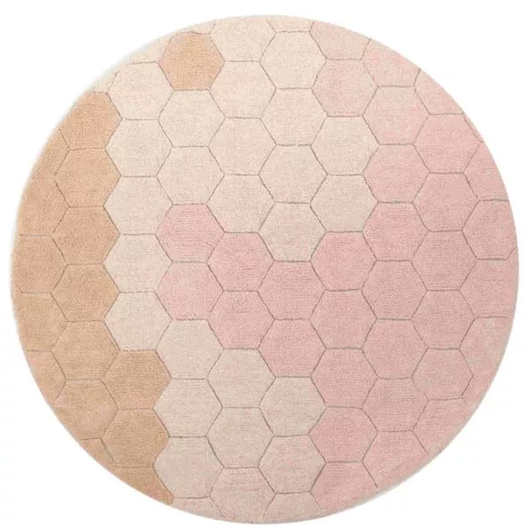 Dywan bawełnainy okrągły Ø 140, Round Honeycomb Rose, Planet Bee