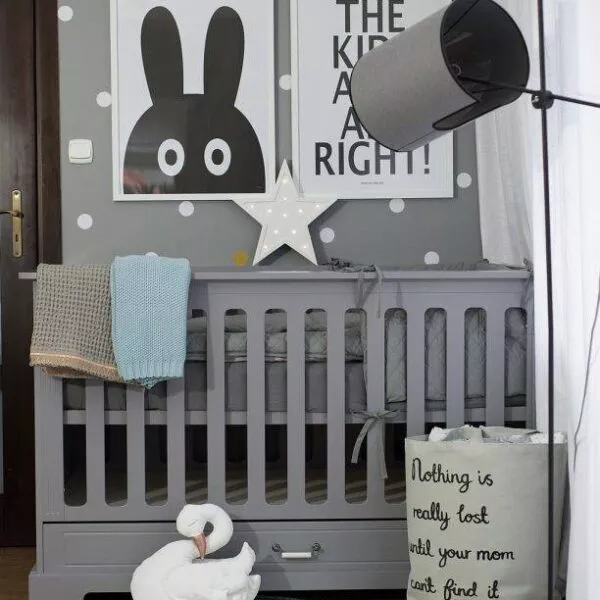 Ines neutral gray łóżeczko 70x140 z funkcją tapczanika