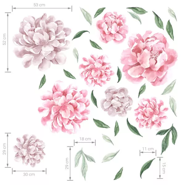 Piwonie różowe – Naklejki na ścianę