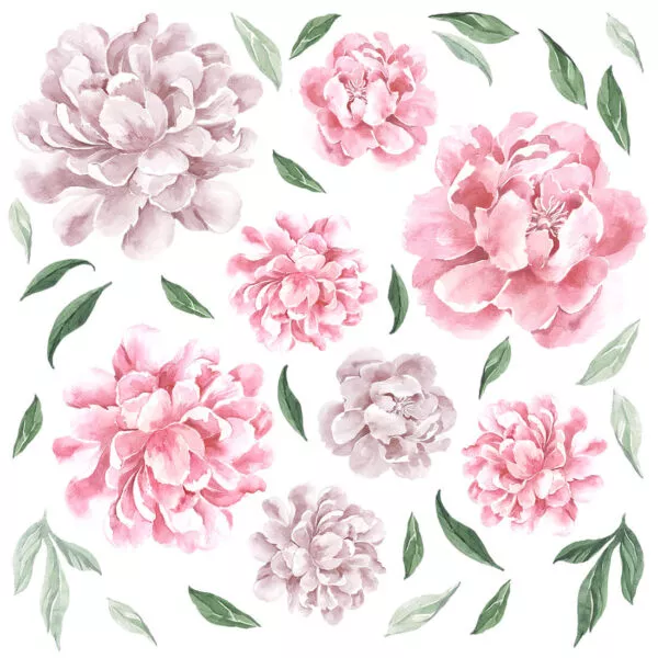 Piwonie różowe – Naklejki na ścianę