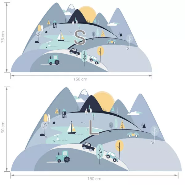 Góry niebieskie L – Naklejki na ścianę