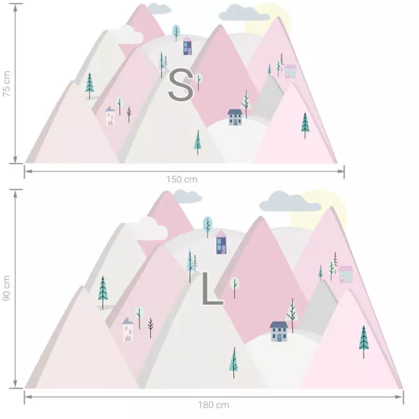 Góry różowe L – Naklejki na ścianę