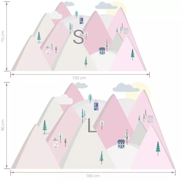 Góry różowe S – Naklejki na ścianę