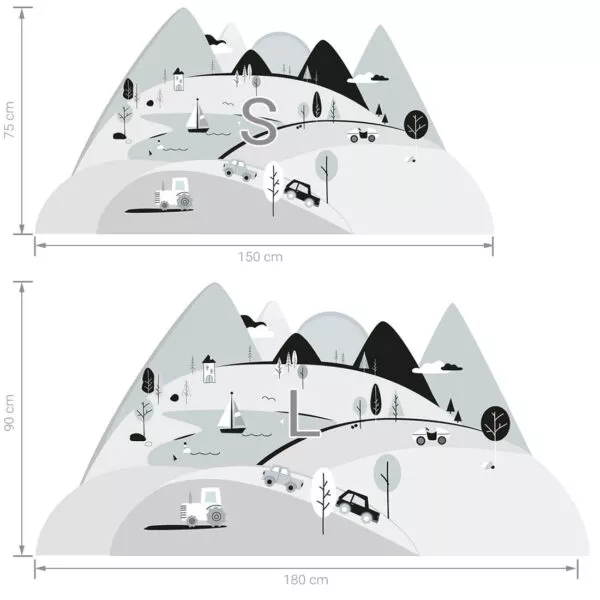 Góry szare L – Naklejki na ścianę