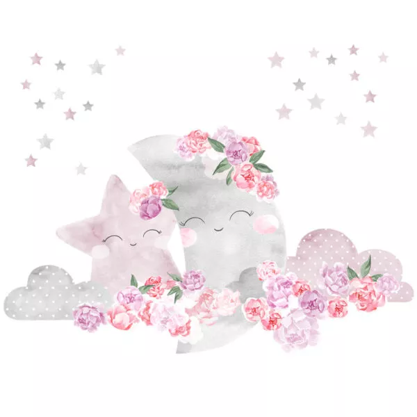 Księżyc różowy – Naklejki na ścianę