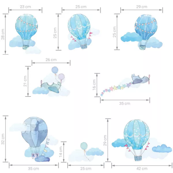 Balony błękitne – Naklejki na ścianę