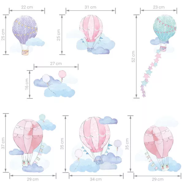 Balony różowe – Naklejki na ścianę