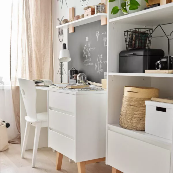 Swing - biurko z szufladami białe