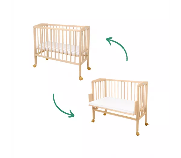 Łóżeczko dostawne 2w1 + materac NATURAL