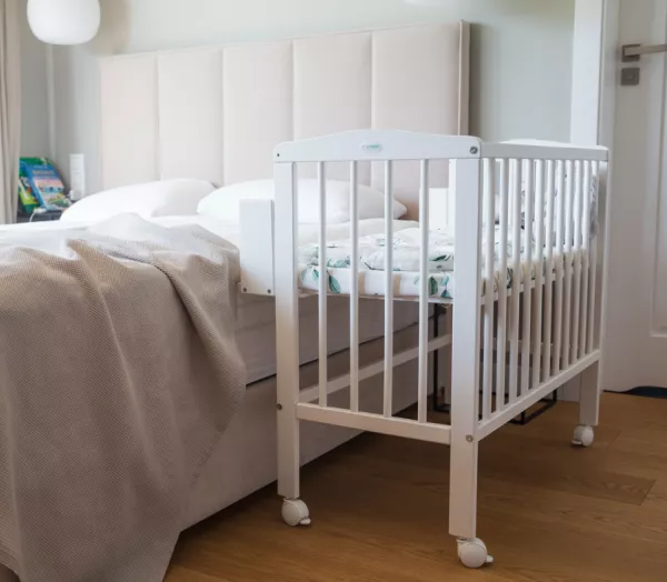 Łóżeczko dostawne 2w1 + materac BIAŁE