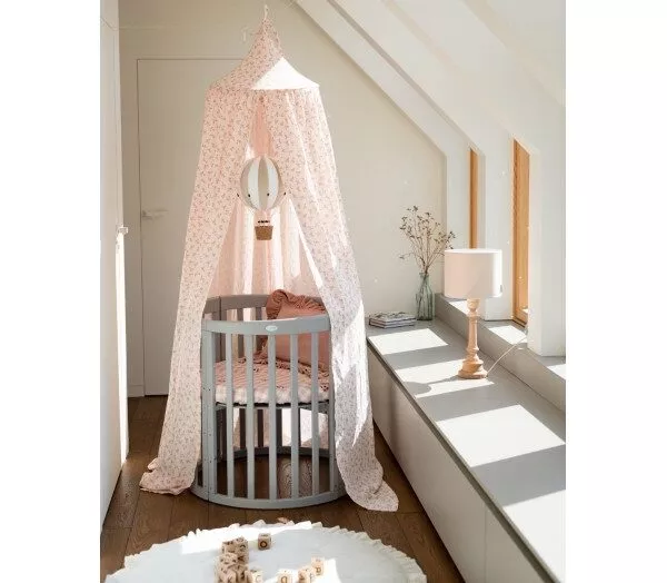 Owalne łóżeczko 7w1 z materacem SZARE