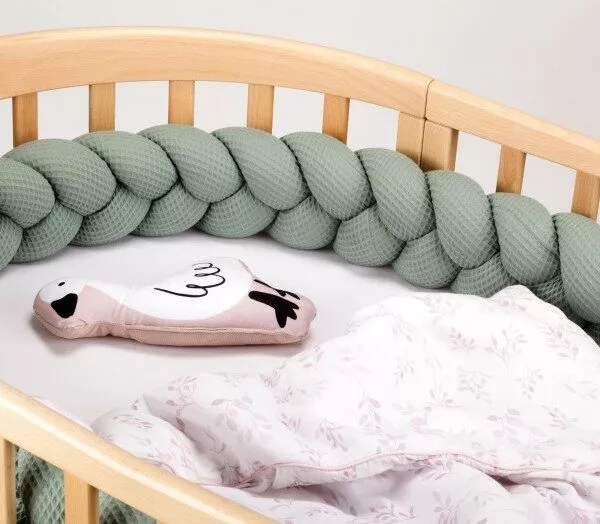 Warkocz, ochraniacz do łóżeczka 210 cm zgaszona zieleń