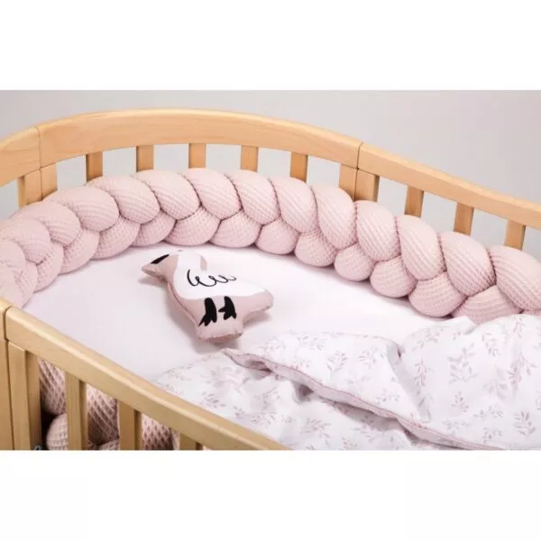 Warkocz, ochraniacz do łóżeczka 210 cm jasny róż