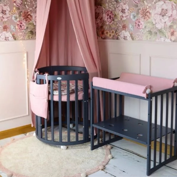 GRAFIT Łóżeczko Owal 7w1 dla Dziecka – Wielofunkcyjny Mebel