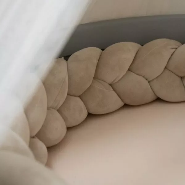 Welurowy Warkocz Do Łóżeczka 210 cm Beż