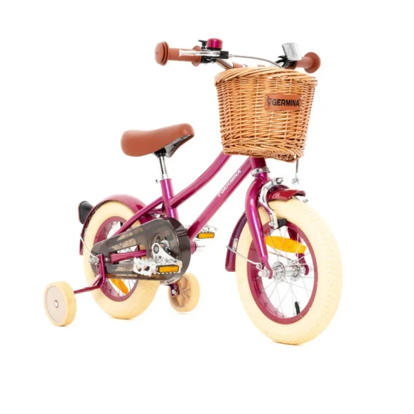 Rower Dziecięcy Vintage Germina z Koszykiem 12″ Fioletowy