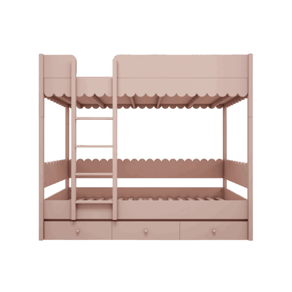Łóżko dwupiętrowe róż Babushka – stylowe łóżko dla dzieci