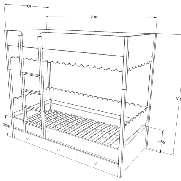 Łóżko dwupiętrowe białe Babushka – stylowe łóżko dla dzieci