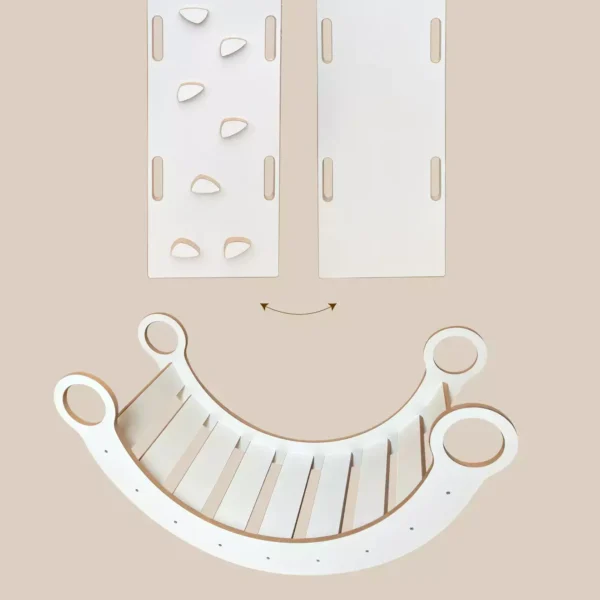 Bujak drewniany + zjeżdżalnia - ścianka wspinaczkowa L Biały