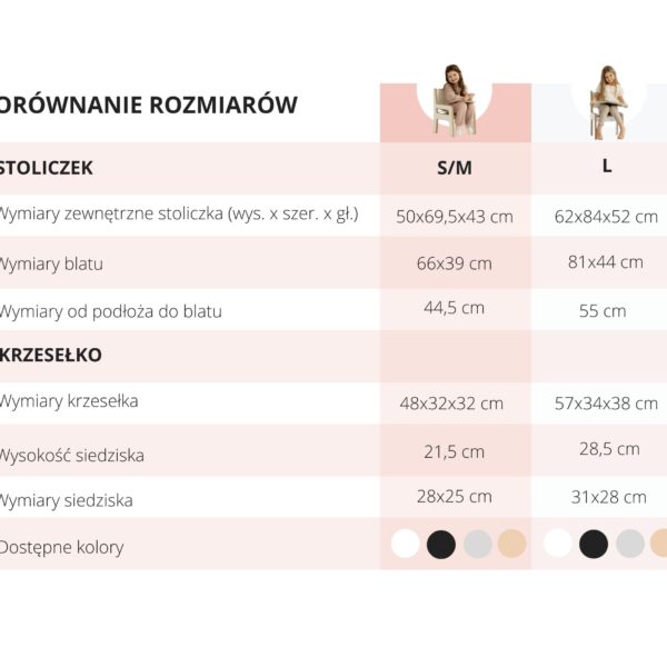 Stoliczek + krzesełko dla dzieci S/M BabyWood Szary