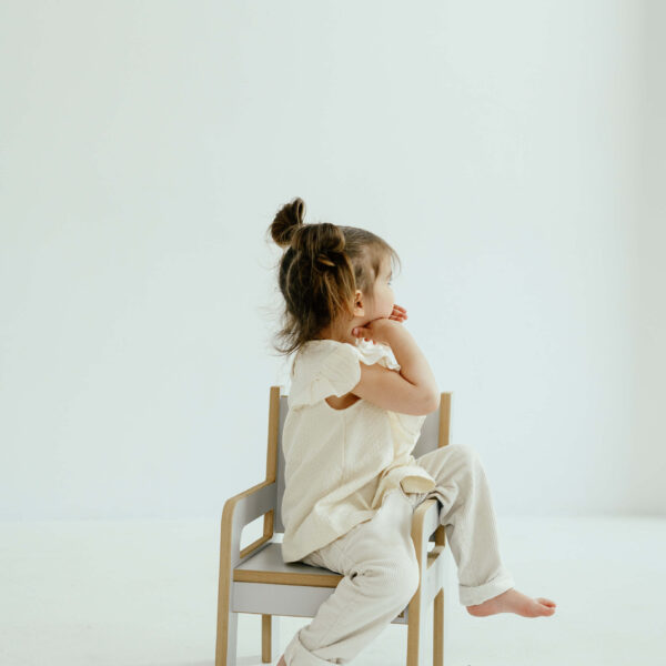 Krzesełko dla dzieci S/M BabyWood Szary