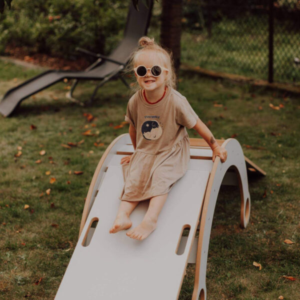 Bujak drewniany + zjeżdżalnia - ścianka wspinaczkowa L Szary