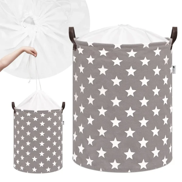Bawełniany kosz na zabawki GWIAZDY XL, zamykany na ściągacz