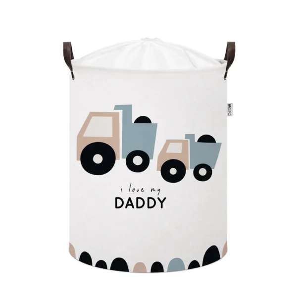 Bawełniany kosz na zabawki CIĘŻARÓWKI XL, zamykany na ściągacz