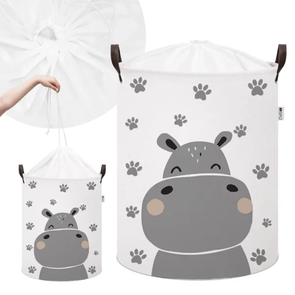 Bawełniany kosz na zabawki HIPO XL, zamykany na ściągacz