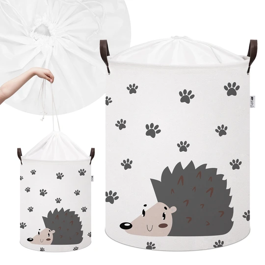 Bawełniany kosz na zabawki JEŻYK XL, zamykany na ściągacz
