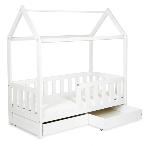 Łóżko Domek 160×80 LIV w kolorze białym z pojemnikiem