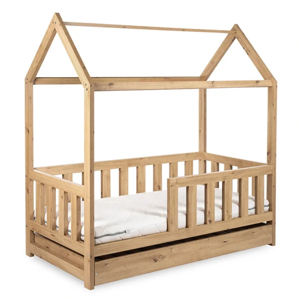 Łóżko Domek 160×80 LIV w kolorze dębowym z szufladą do spania