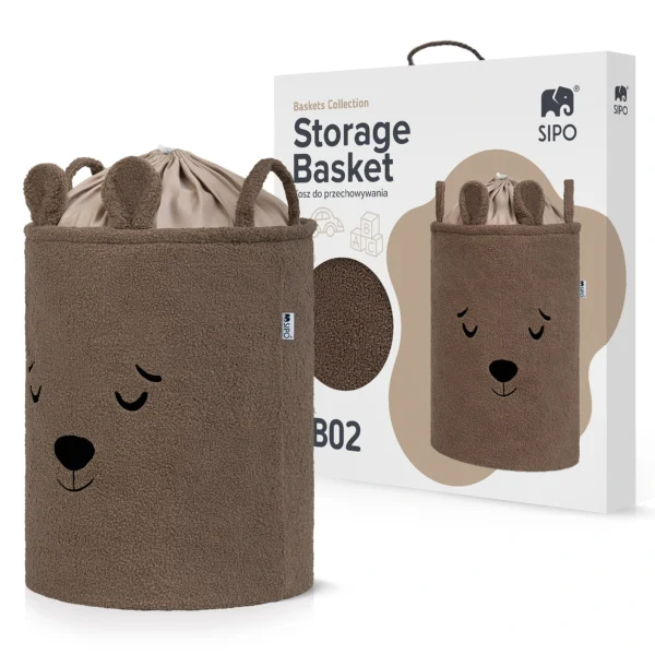 Kosz na zabawki XL premium boucle Brązowy Miś
