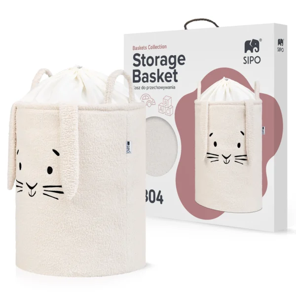 Kosz na zabawki XL premium boucle Kremowy Zając