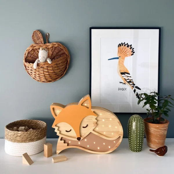Lampka nocna Peekaboo - Lisek drewno